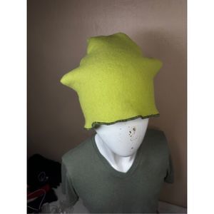 Neon  Beanie Lime Green Dinosaur Alien Core Hat Knit Crochet